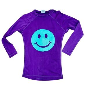 Letarte Purple Kids Swim Shirt rashguard  turquoise Smiley Face upf 50 size 14